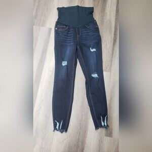 INDIGO POPPY MATERNITY DISTRESSED JEANS SIZE M